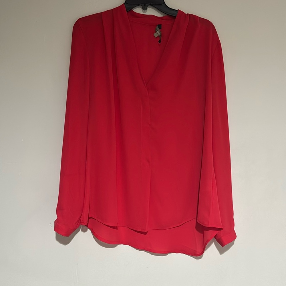 Rose 🌹 and Olive 🫒 Polyester V neck Blouse